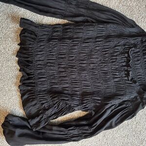 Chic Black Ruched Women's Blouse